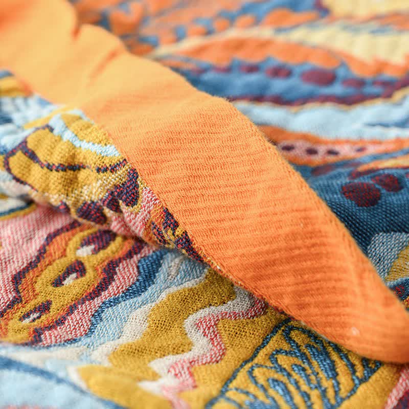 Coperta in puro cotone con motivo floreale tropicale - image 4