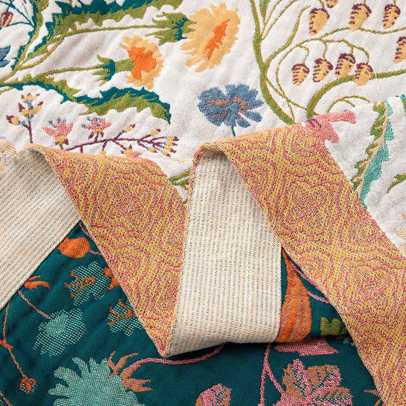Coperta in puro cotone con motivo floreale botanico - image 6