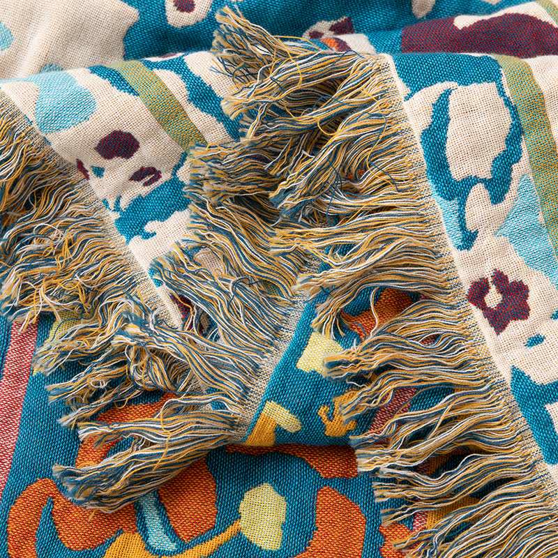 Coperta retrò in puro cotone blu - image 4