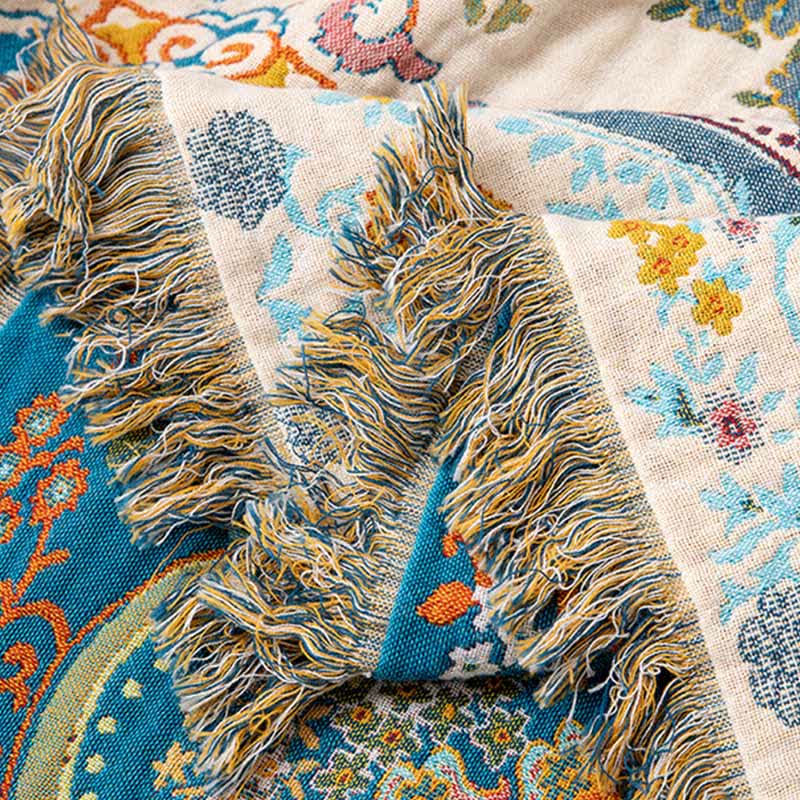 Coperta trapuntata in cotone con nappe in stile vintage - image 6