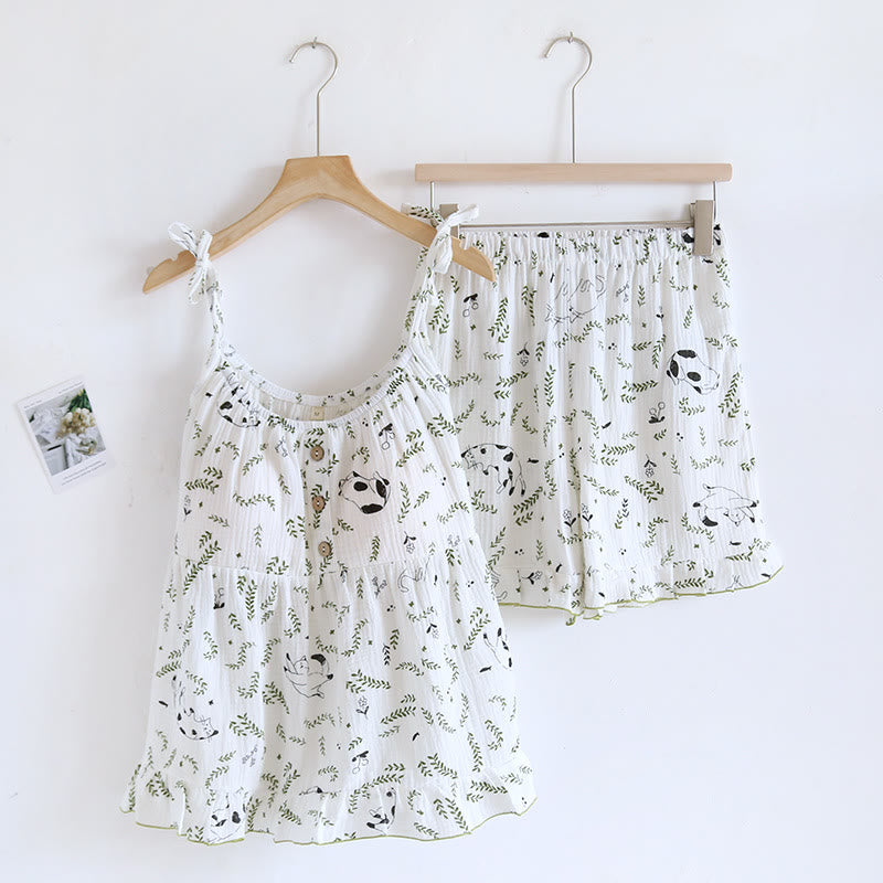 Pigiama senza maniche in puro cotone Cat & Leaf - Bianco - XL - image 13