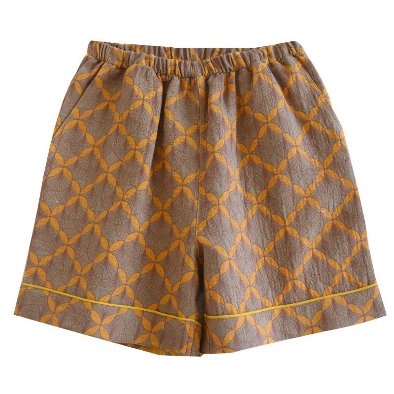 Pantaloncini del pigiama in garza di cotone a quadri gialli - image 9