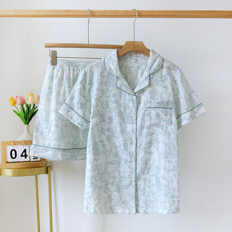 Pigiama in garza di cotone Refresh Bunny Forest - Verde - XL - image 12