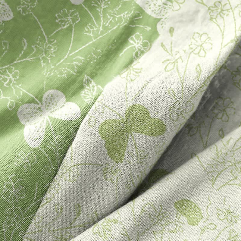 Kimono in cotone a doppia garza verde con farfalle - image 6