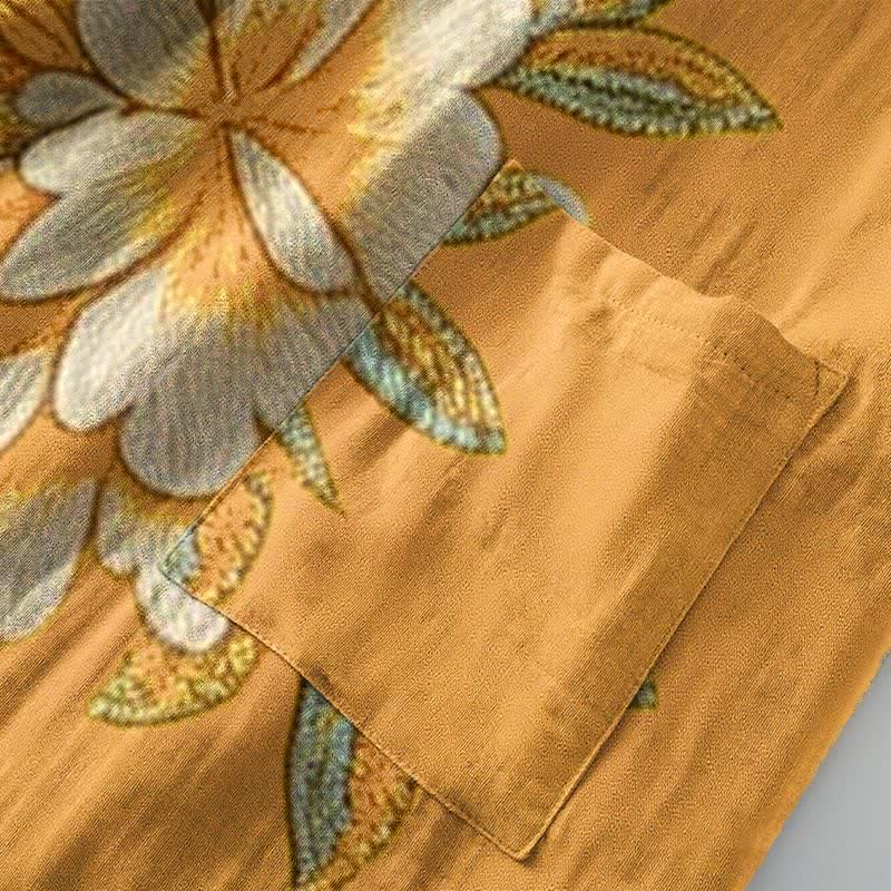 Kimono in garza di cotone color peonia gialla - image 6