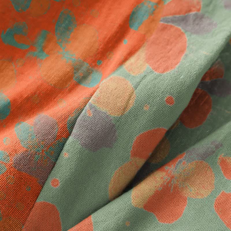 Kimono in garza di cotone con motivo floreale artistico - image 6