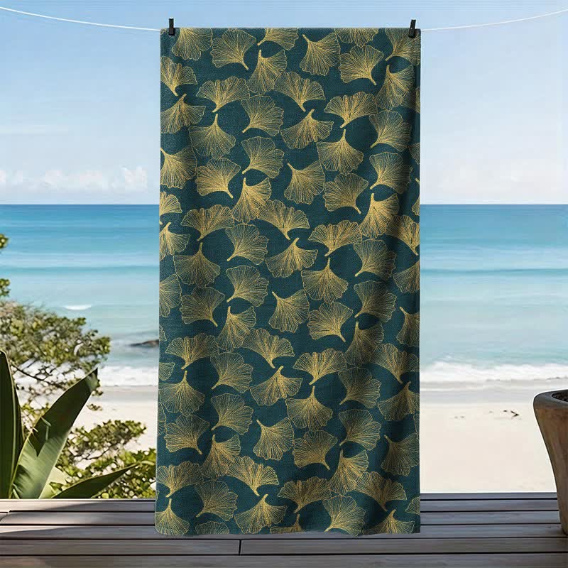 Telo mare con disegno artistico a linee di Ginkgo - image 15