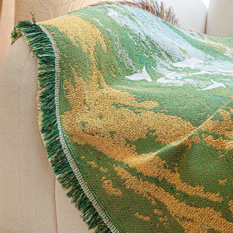 Coperta con motivo a uccelli in stile pittura ad olio - image 8