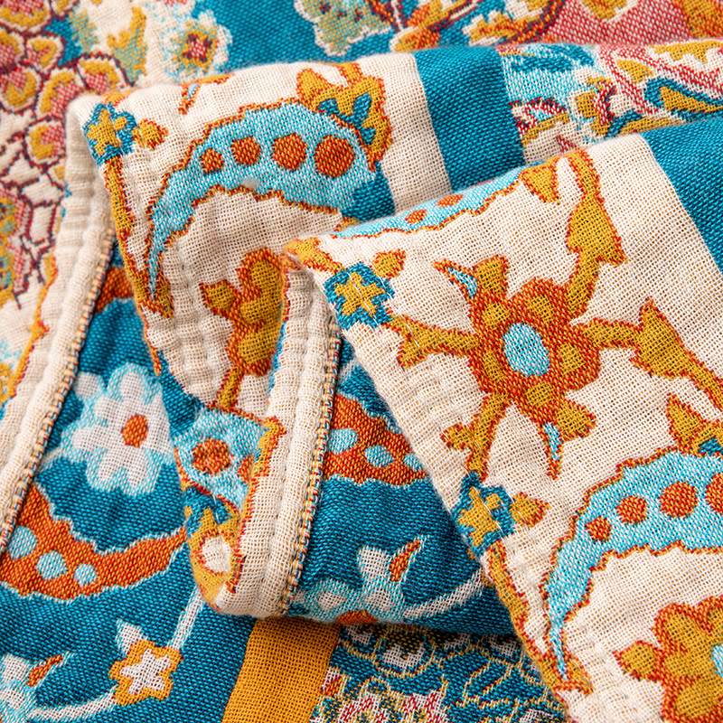 Trapunta/coperta con nappe in garza di cotone dal motivo vintage - image 6