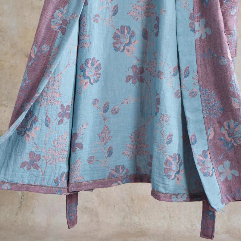 Kimono in cotone a doppia garza con motivo floreale - image 3