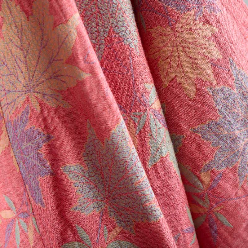 Kimono in cotone a doppia garza con motivo a foglia d'acero - image 4