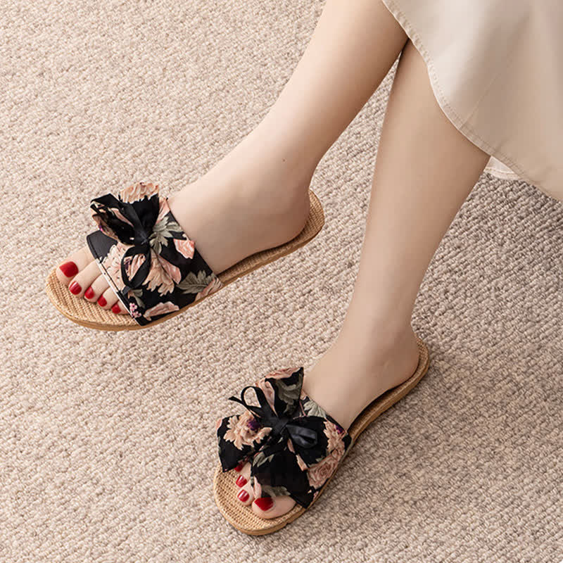 Pantofole in lino con stampa floreale in stile romantico francese - image 13