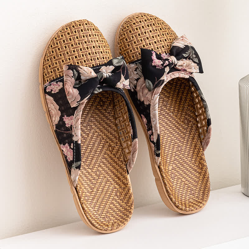 Pantofole leggere in rattan con stampa floreale vintage - Nero - L - image 12