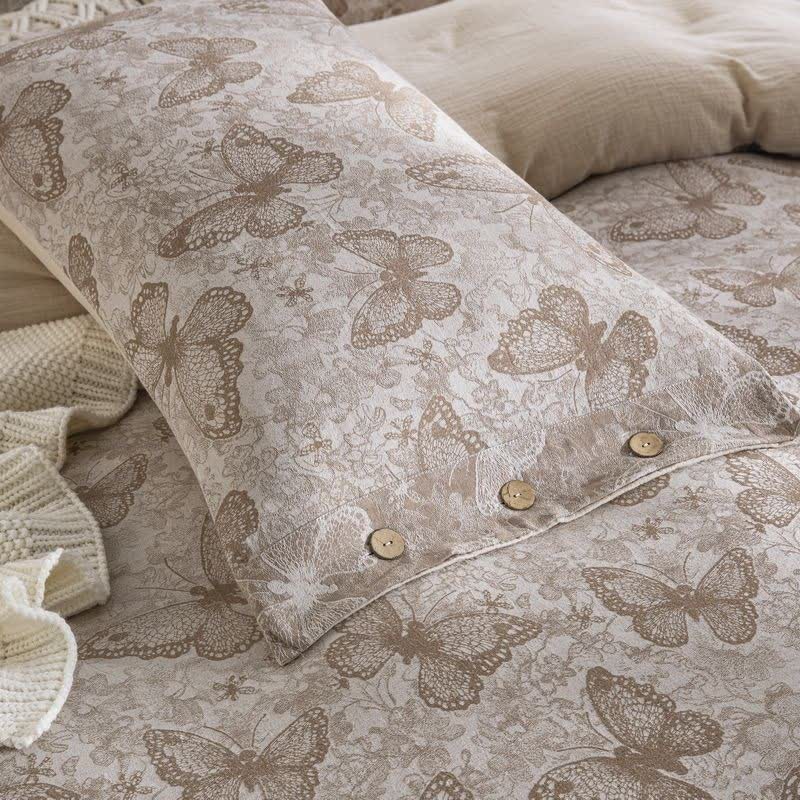 Set di biancheria da letto in garza di cotone con motivo farfalle pastorali (4 pezzi) - image 3