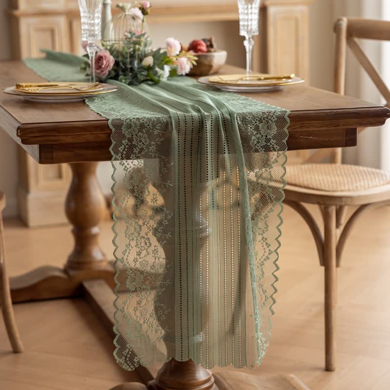 Runner da tavola in pizzo jacquard floreale - image 10