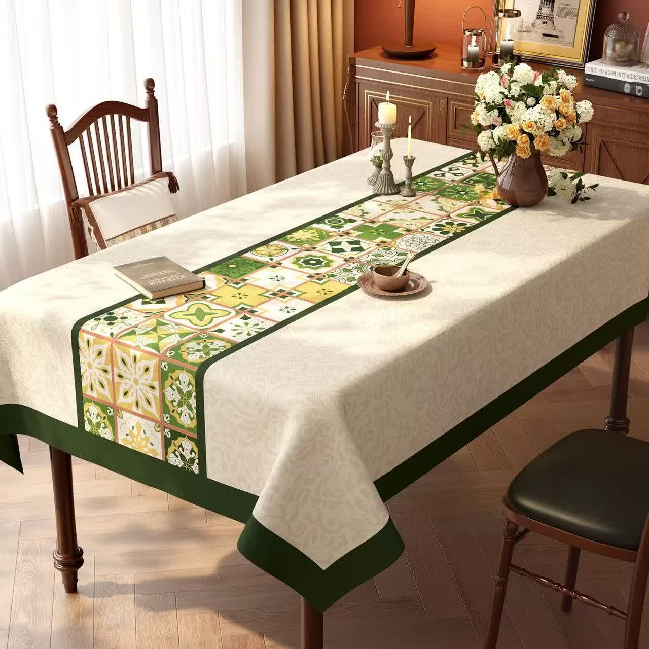 Tovaglia in stile boho marocchino con motivo a patchwork di piastrelle. - E - 140cm x 220cm - image 4