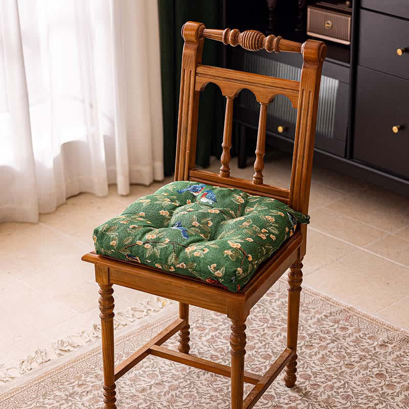 Cuscino per sedia vintage con stampa botanica di uccelli - Verde - 40CM x 40CM - image 8