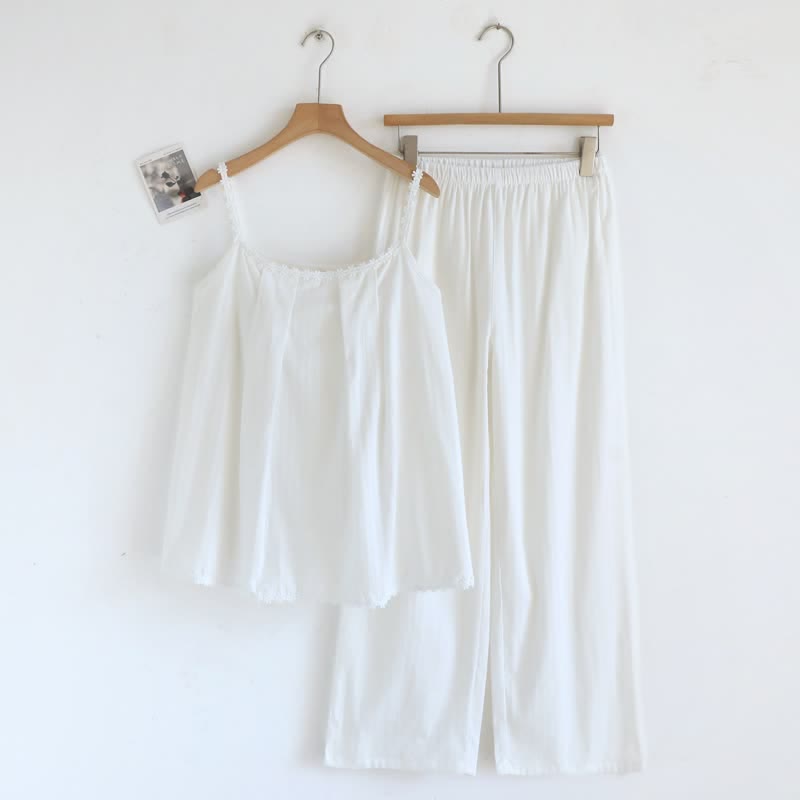 Completo pigiama con canotta in jacquard di cotone - Bianco - XL - image 14