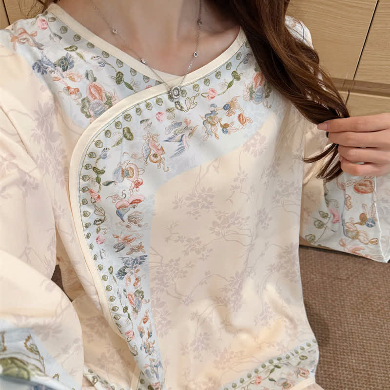 Completo pigiama floreale in stile Hanfu vintage - image 8