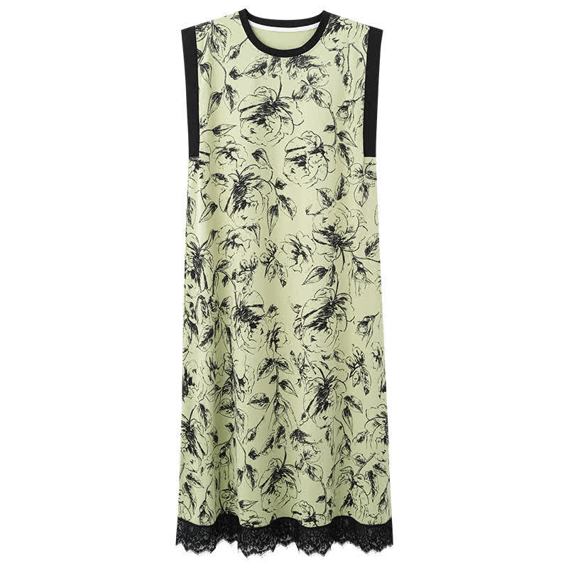 Camicia da notte senza maniche in pizzo di cotone con stampa floreale. - image 8
