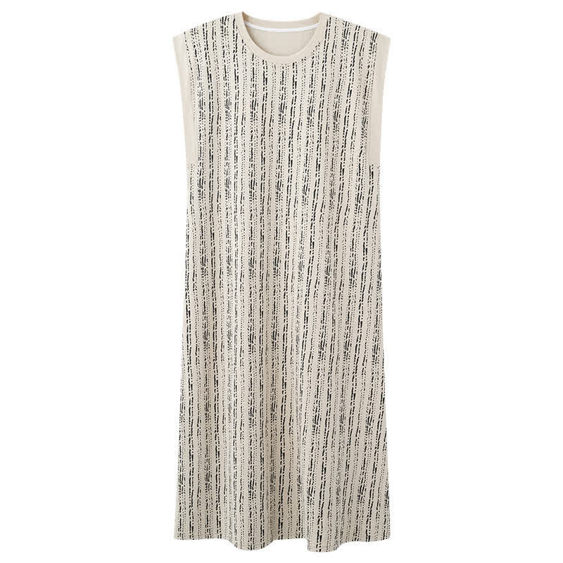 Camicia da notte senza maniche in cotone, ispirata a linee artistiche. - image 8