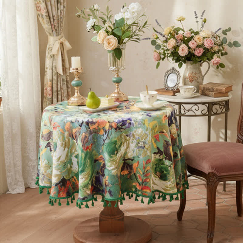 Tovaglia jacquard con pittura ad olio impressionista - image 12