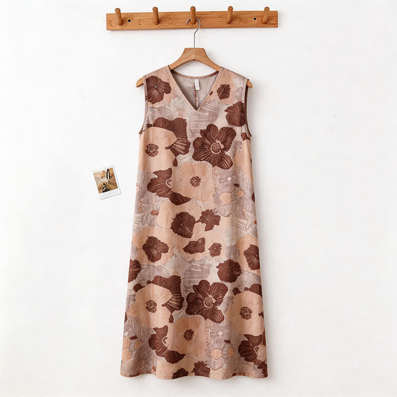 Camicia da notte senza maniche con stampa floreale artistica - image 5
