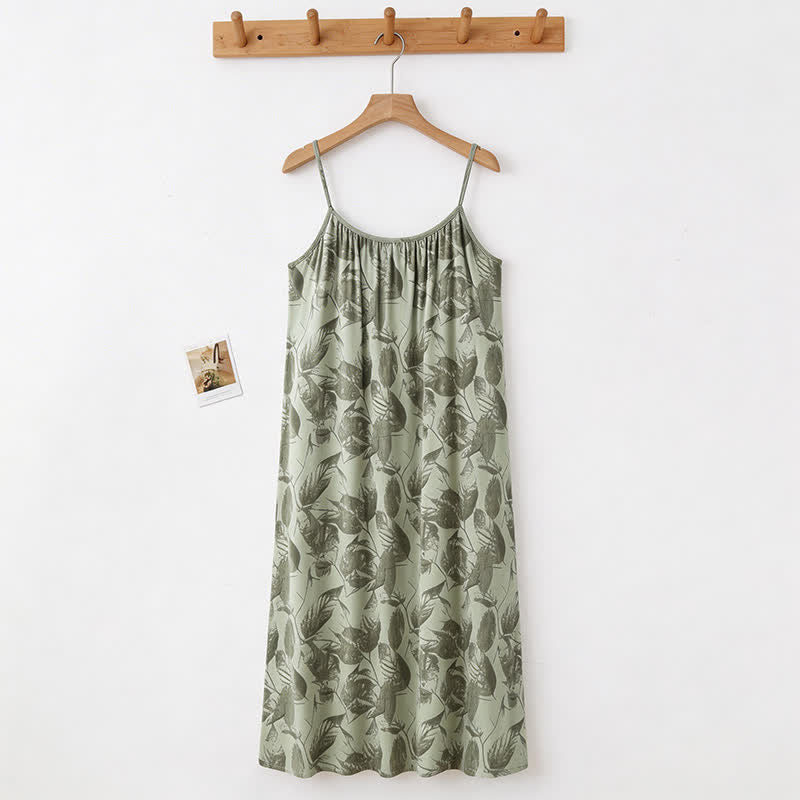 Camicia da notte artistica con foglie verdi - image 4