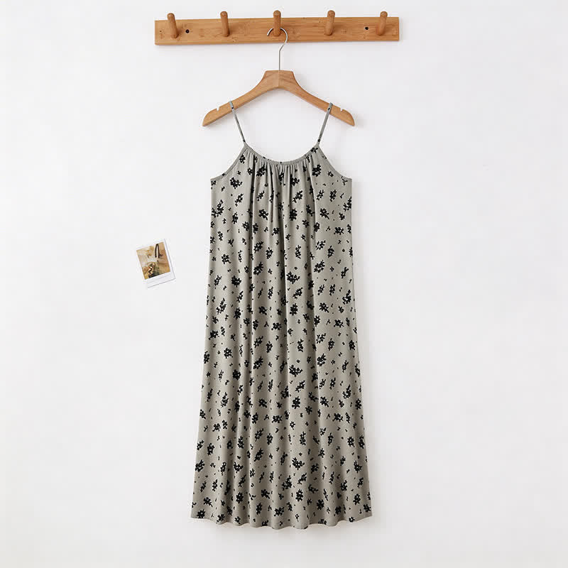 Camicia da notte vintage con canotta a fantasia floreale e foglie. - image 4