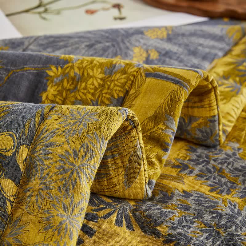 Trapunta jacquard con motivo botanico ad albero in garza di cotone - image 10