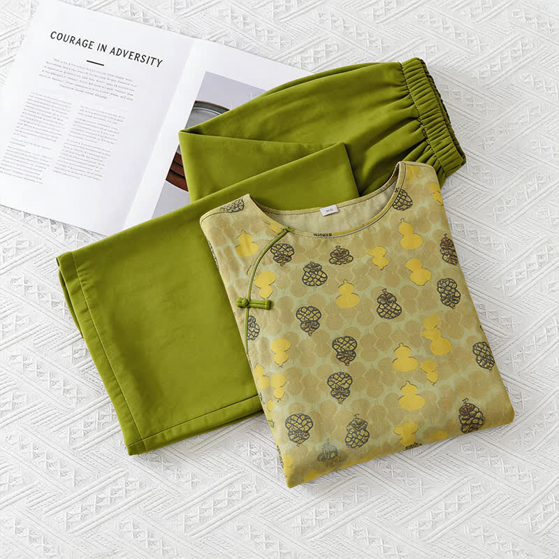 Completo da casa con stampa a zucca, ispirato allo stile orientale. - image 11