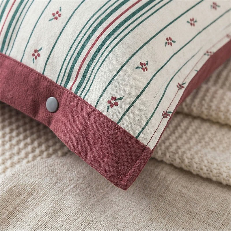 Federe in cotone a righe con stampa floreale e bottoni (2 pezzi) - image 3