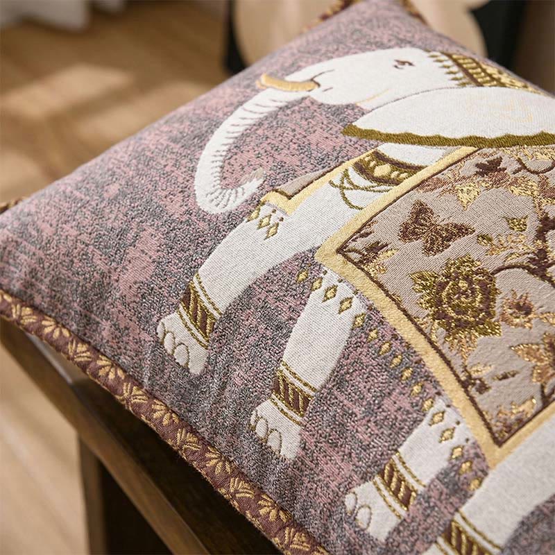 Federe in jacquard con motivo a elefanti in stile bohémien (2 pezzi) - image 1