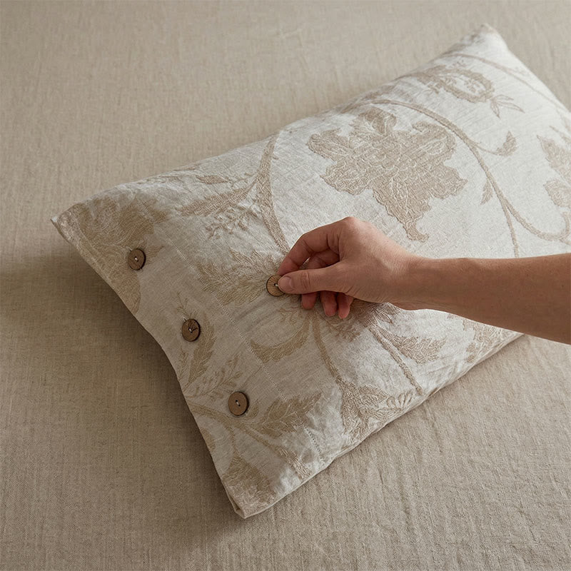 Federe in cotone e lino con stampa floreale vintage (2 pezzi) - image 1