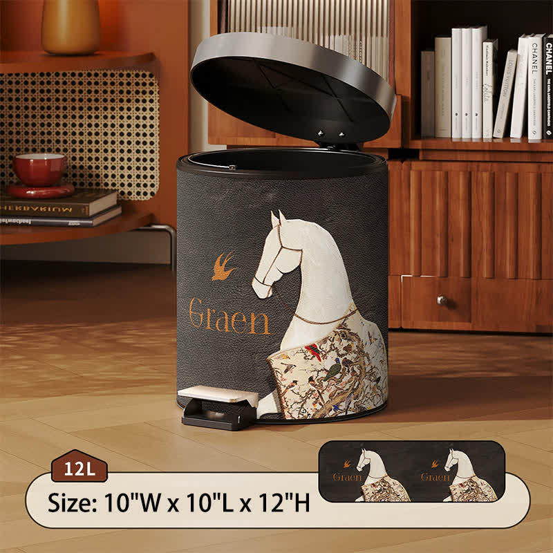 Cestino per rifiuti in stile classico orientale equestre - Nero - Pedale - 25 x 25 x 32cm) - image 11