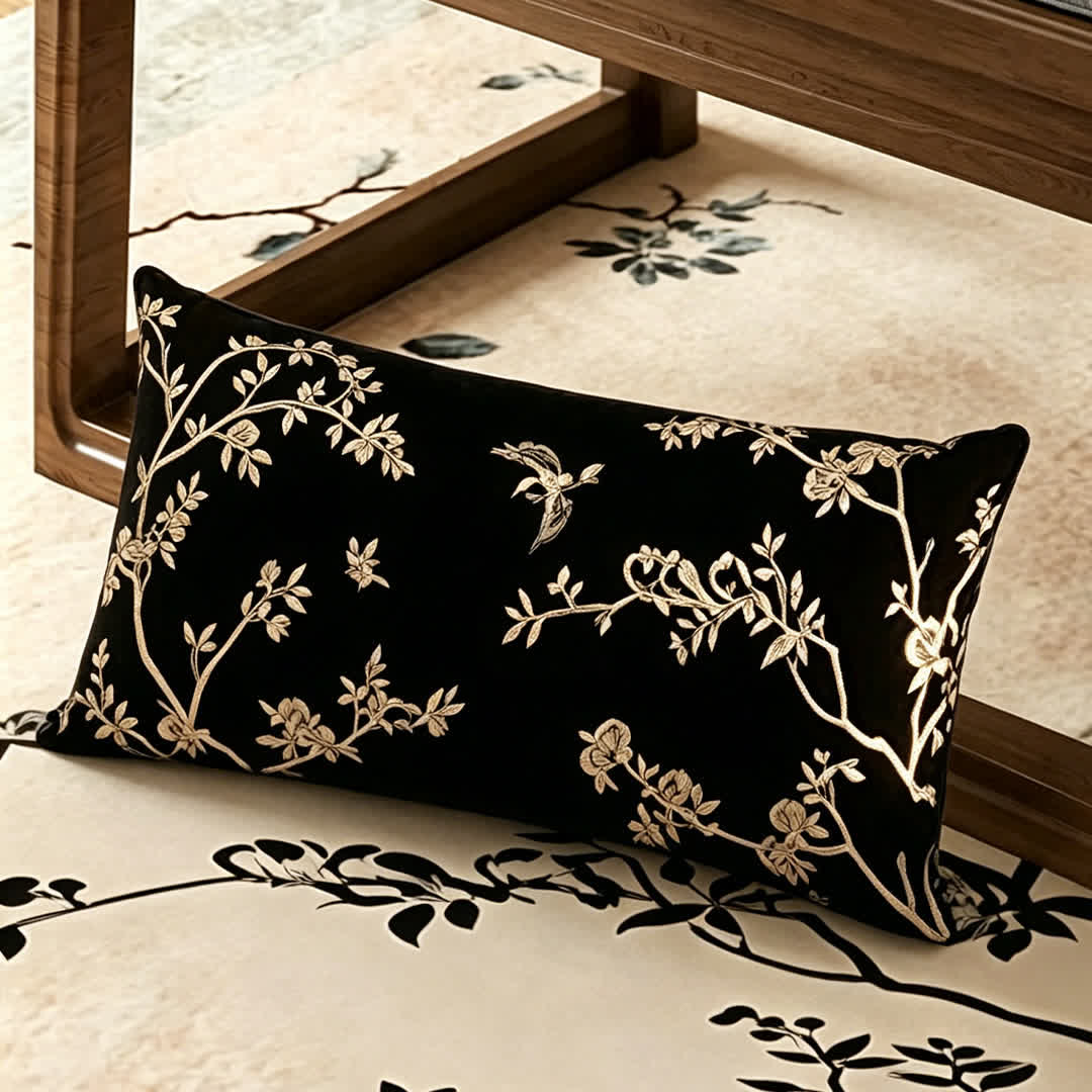 Fodera per divano vintage con motivo floreale e rami orientali. - Cuscino decorativo - 30cm x 50cm - image 6