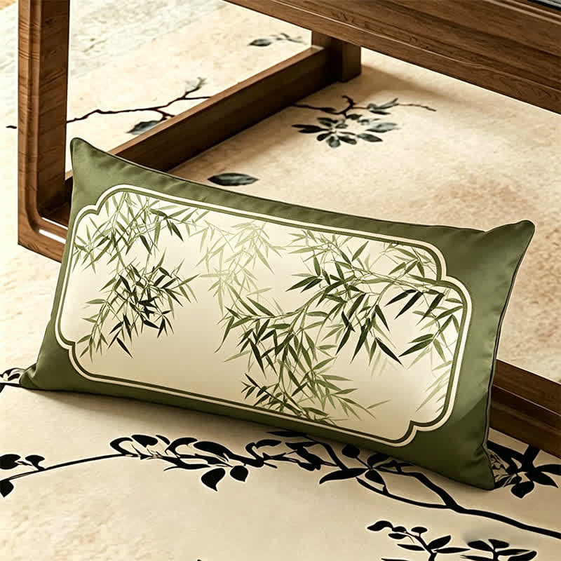 Fodera per divano vintage con foglie di bambù verdi - Cuscino decorativo - 30cm x 50cm - image 4