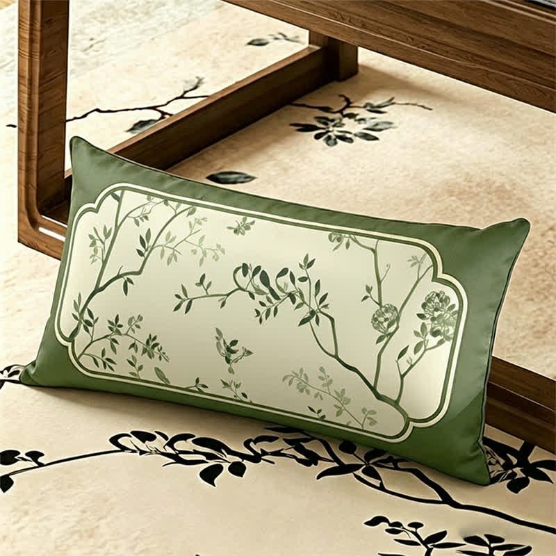 Fodera per divano vintage con motivo floreale e rami verdi. - Cuscino decorativo - 30cm x 50cm - image 4