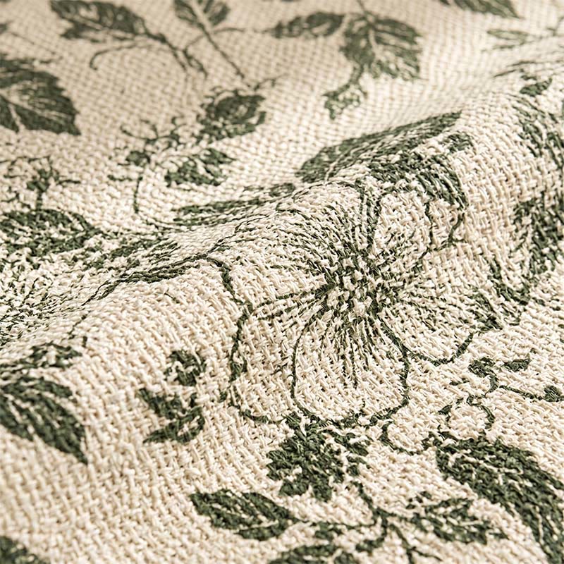 Tovaglia vintage in cotone e lino con stampa floreale verde - image 3