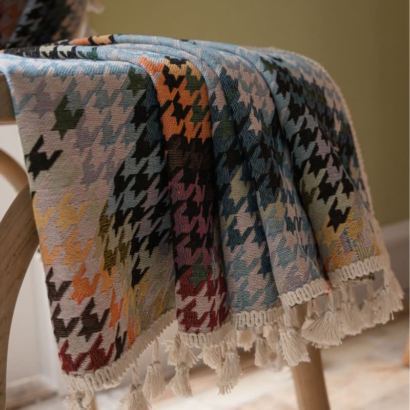 Tenda jacquard a pied de poule colorata con nappe - image 3