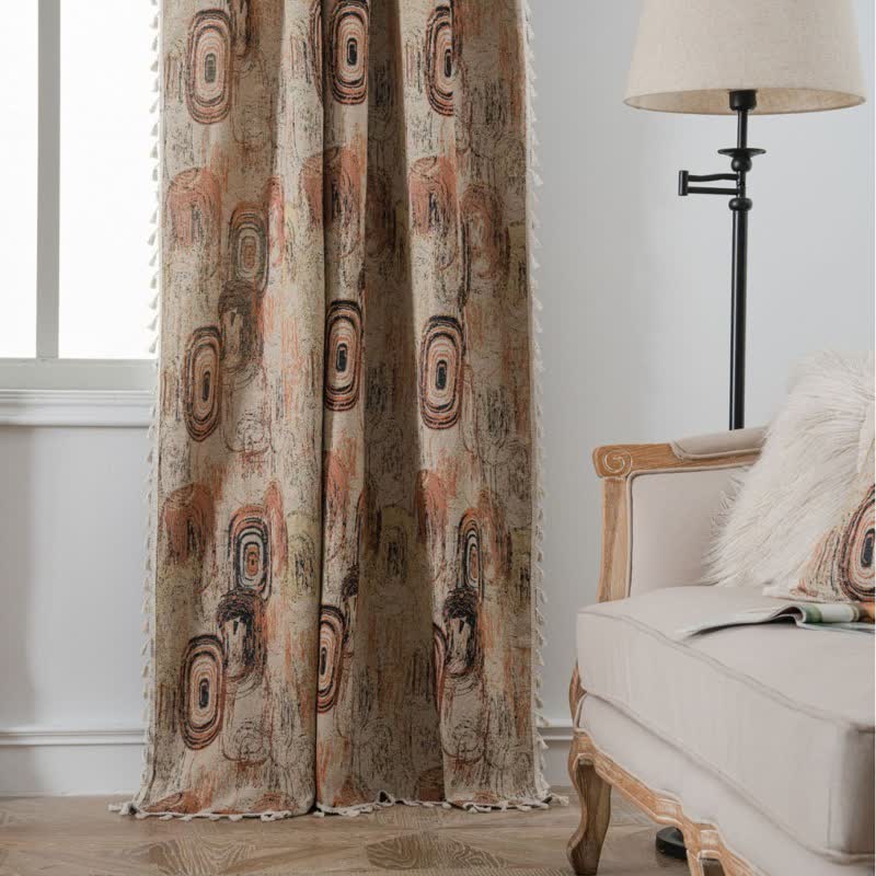 Tenda jacquard con motivo ad anelli d'albero e nappe - image 3