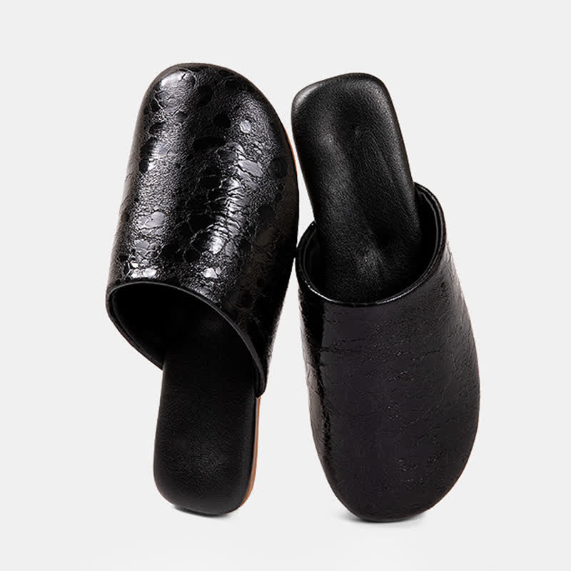 Pantofole da interno con motivo effetto marmo vintage - Nero - 2XL - image 11