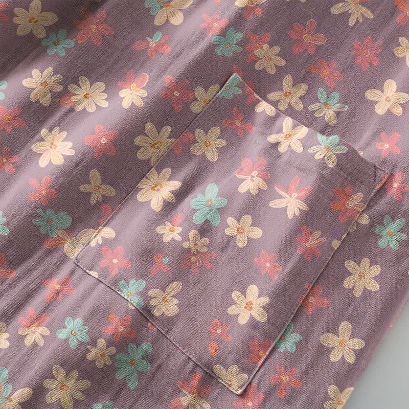 Kimono in garza di cotone a fantasia floreale viola - image 6