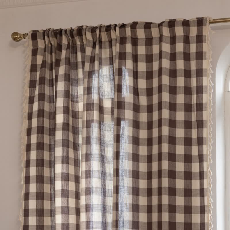 Tenda a griglia in stile rustico con nappe - image 35