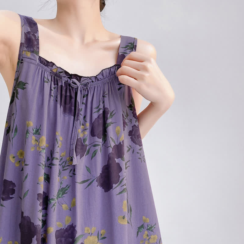 Camicia da notte senza maniche con stampa floreale viola - image 6