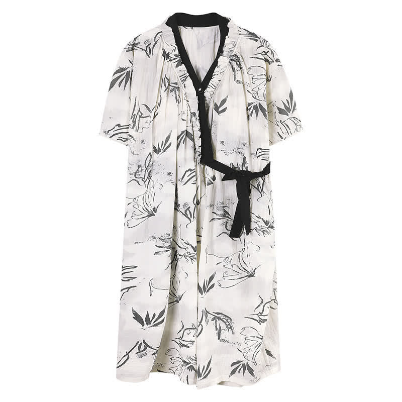 Camicia da notte con volant e laccetti laterali, fantasia artistica - image 7