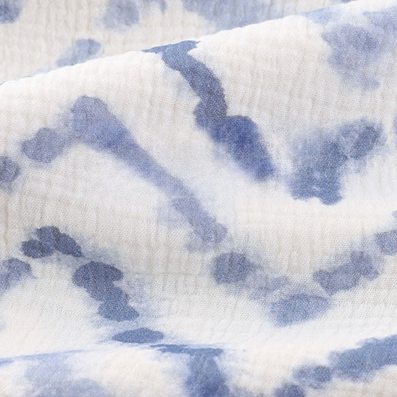 Completo pigiama con canotta e pantaloncini a fantasia tie-dye a chevron. - image 9