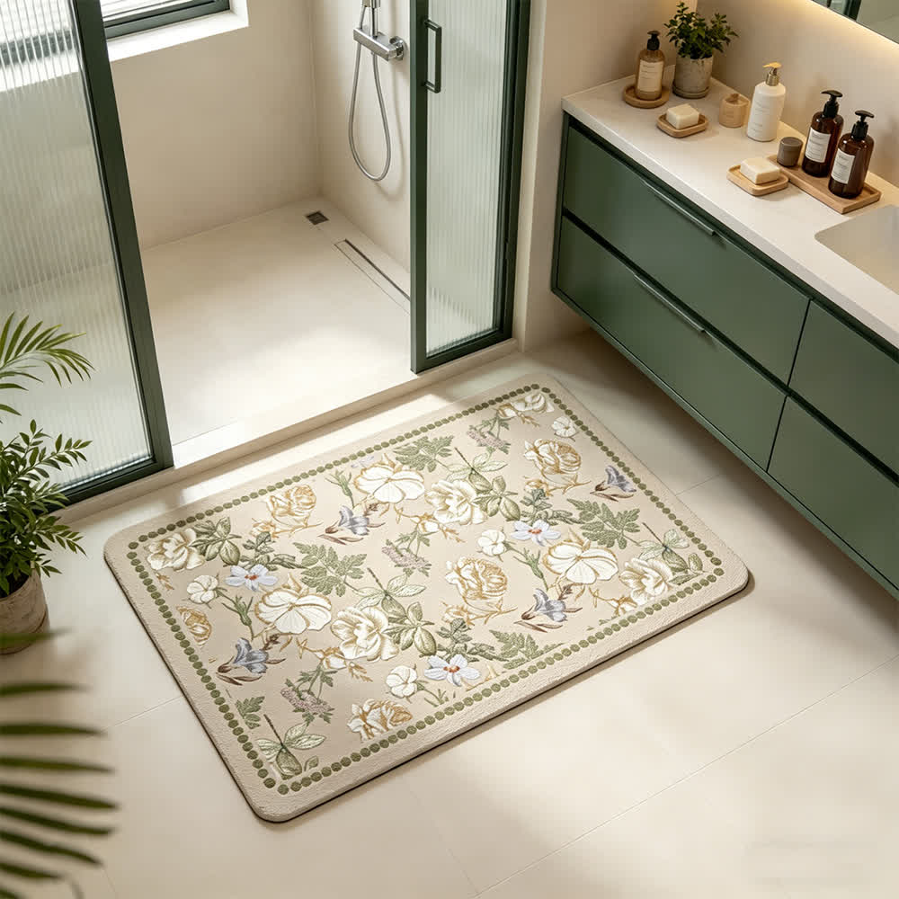 Tappetino da bagno ad asciugatura rapida con fango di diatomee e motivo floreale - image 5