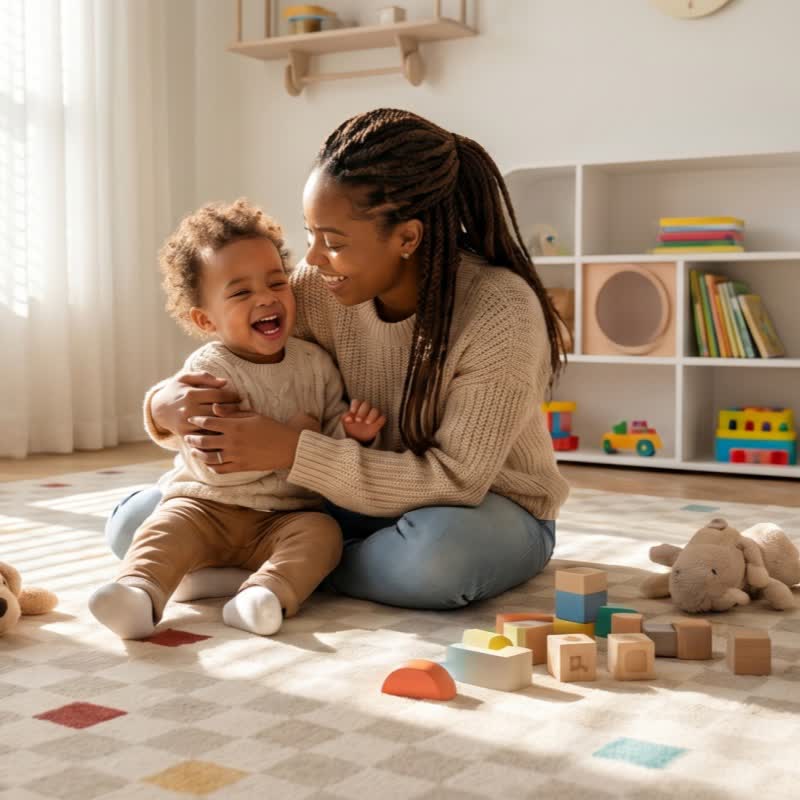 Tappeto per bambini a quadri neutri - image 3