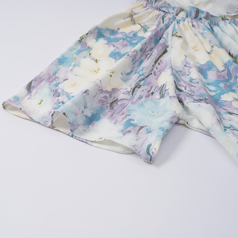 Set pigiama in cotone con stampa floreale ad acquerello - image 9
